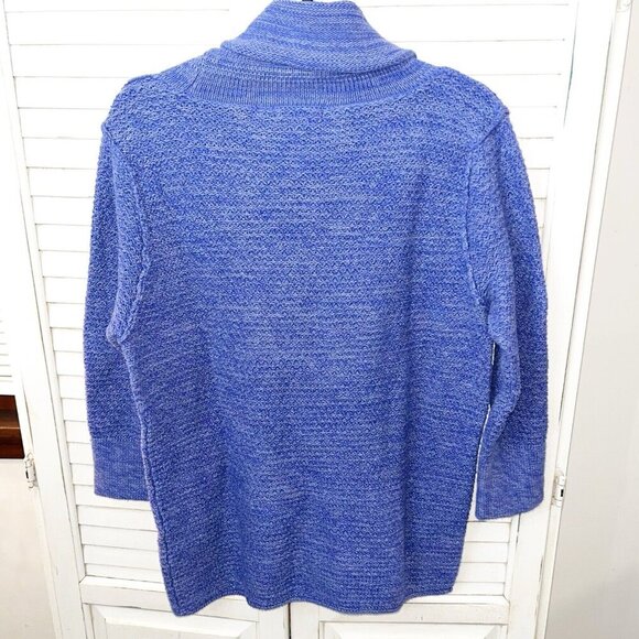 Nomadic Traders Cowl Neck Sweater Womens Medium Ramie Cotton Orange Periwinkle - Picture 2 of 4